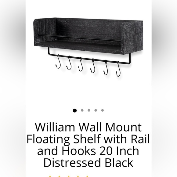 Rustic State Wall Mount Floating Wall Shelf with Rail and Hooks - Picture 1 of 7